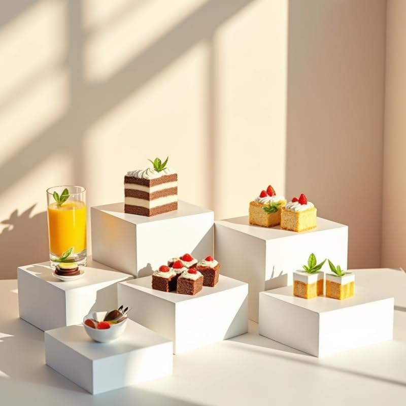 6PCS White Acrylic Cube Display Risers for Buffet Tables