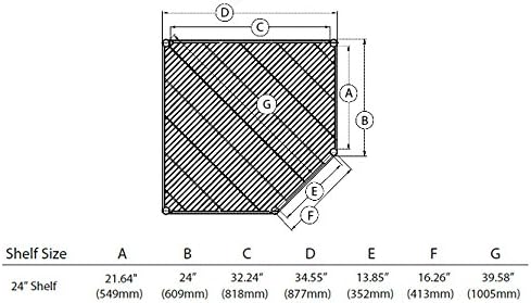 Omega 18 Deep x 285 Wide Freezer Wire Pentagon Corner Shelf