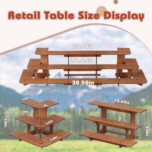 3 Tier Wooden Display Shelf Corner Straight Racks for Retail Farmers Market and Events