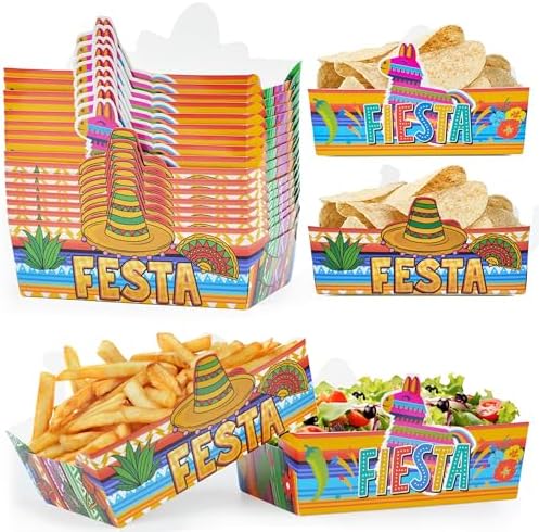24 Pcs Mexican Theme Disposable Food Trays for Snacks and Parties