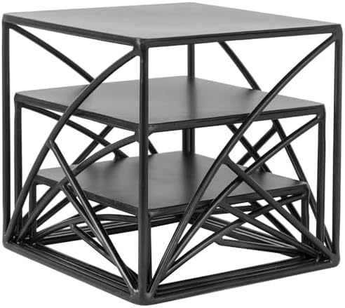 MyGift 3Pc Food Display Risers Set Matte Black Metal Serving Stands