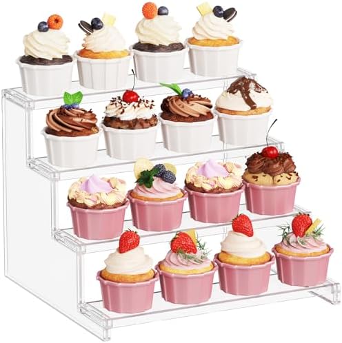 Lifewit 4 Tier Clear Display Stand for Cupcakes Perfumes Desserts Figurines