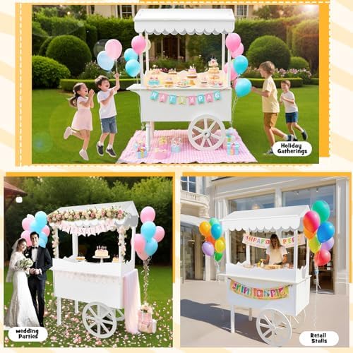 7FT Candy Cart Display Stand with Decorated Wheels