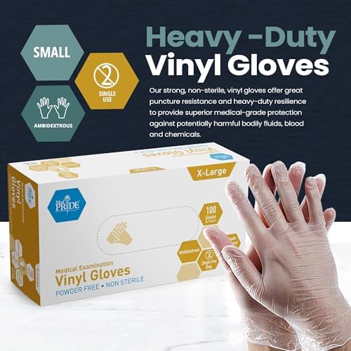 MED PRIDE Medical Vinyl Exam Gloves X-Large 100 Count