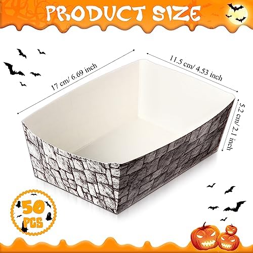Blulu 50 Pcs Disposable Paper Food Trays Medieval Castle Themed Boat Serving Tray for Halloween and Birthday Parties