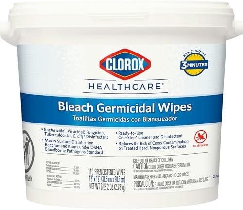 Clorox Healthcare Bleach Germicidal Wipes 110 Count Bucket