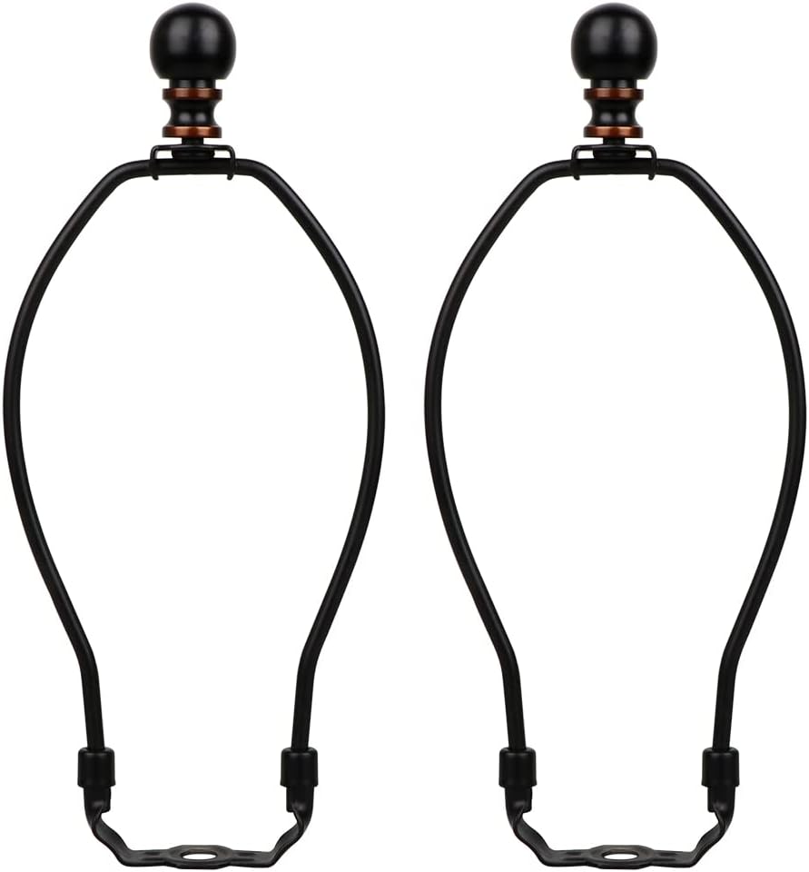 Helunsi 8 Inch Lamp Harp Set with Black Shades