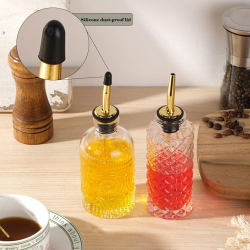 WHJY 3 Pack Small Syrup Dispenser with Pour Spout and Cleaning Tools