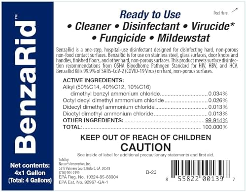 BenzaRid Mold Killer Fungicide Black Mold H5N1 4 Gallon Set
