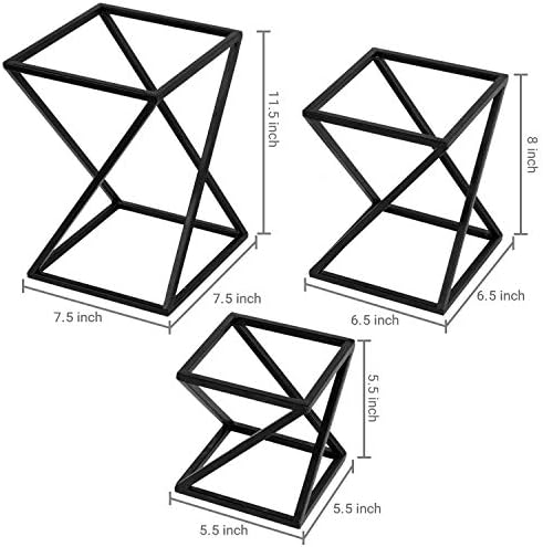 MyGift Twisting Geometric Matte Black Metal Pizza Riser Racks Set of 3