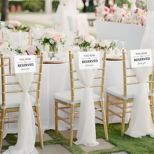 6Pcs White Reserved Seating Chair Signs for Wedding Ceremony