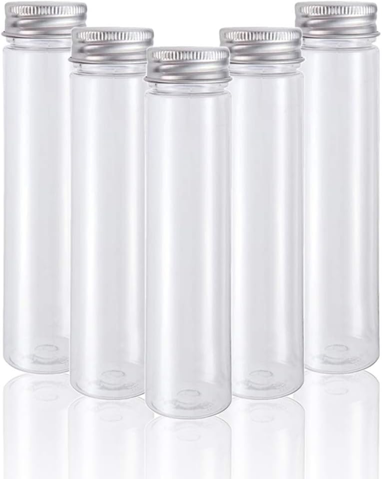 Haawooky 18 Pack 115 ml Clear Plastic Test Tubes with Screw Caps