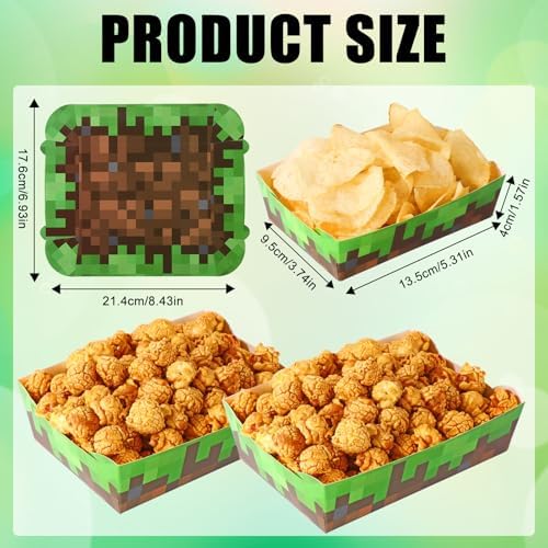 24pcs Miner Theme Food Trays Waterproof Greaseproof Brown Green Party Serving Displayware
