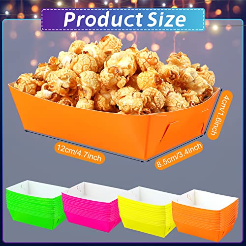 Hoolerry 48 Pcs Neon Glow Food Trays for Parties