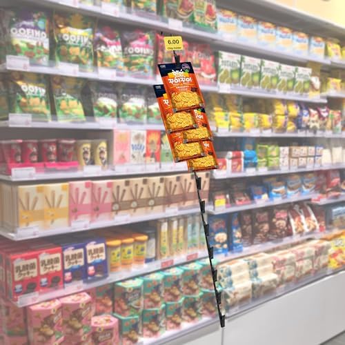 Hanging Chip Display Rack with 12 Clips - 4 Pack Black with Headers