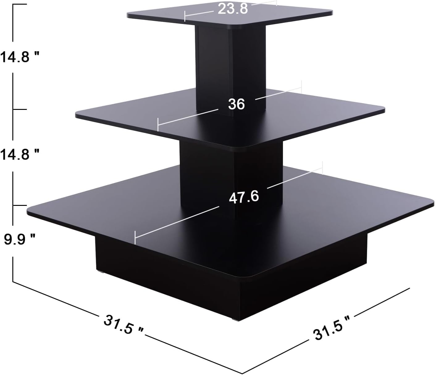48 W x 48 D x 42 H Black Display Table