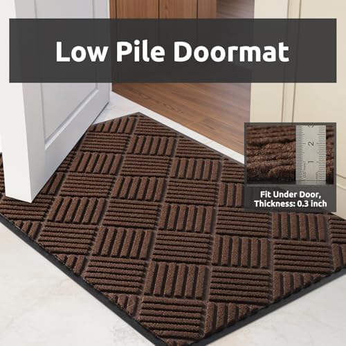 COCOER Heavy Duty Entryway Floor Mat 3 X 5 Brown