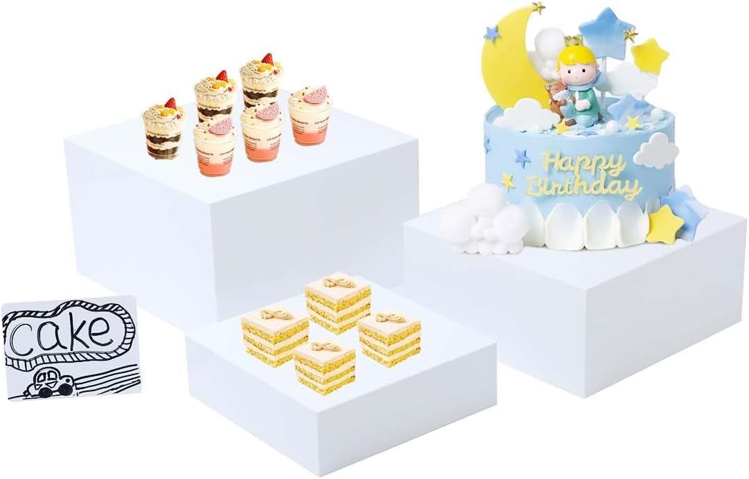3PCS White Acrylic Buffet Risers Display Set