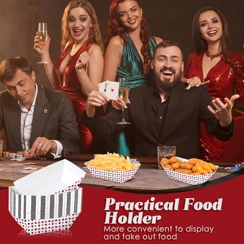 100pcs Casino Theme Paper Food Trays for Parties