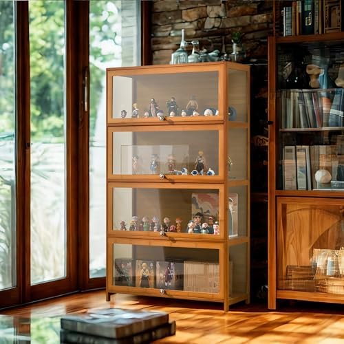 SAADHGG Curio Display Cabinet with Acrylic Glass Door Four Layer Storage Shelves