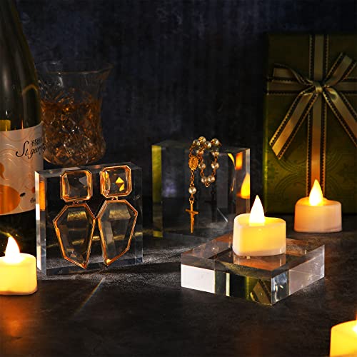 Vicenpal 8 Pcs Clear Acrylic Cube Jewelry Stand Display Riser Set