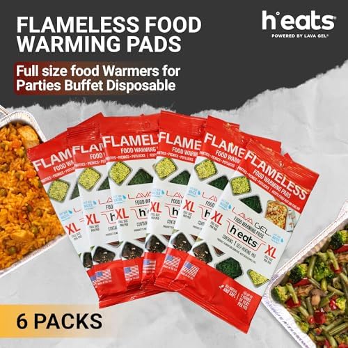 Flameless Food Warming Pads 6 Pack - Safe and Reusable Buffet Warmers