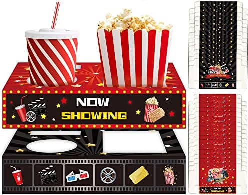 OBUSATT 32Pcs Movie Night Snack Trays with Popcorn Holder