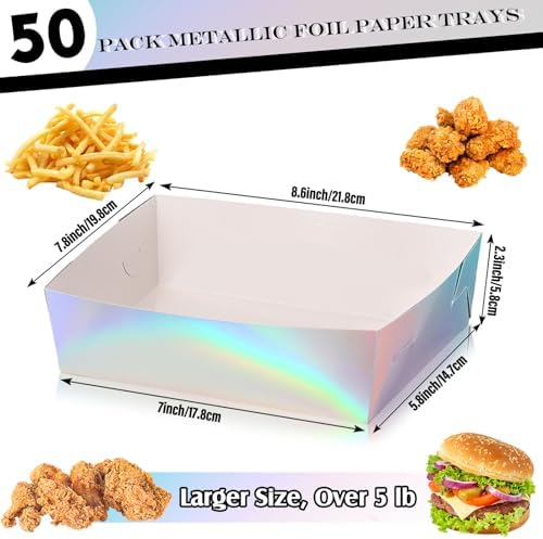 Mifoci 50 Pcs Metallic Iridescent Serving Trays