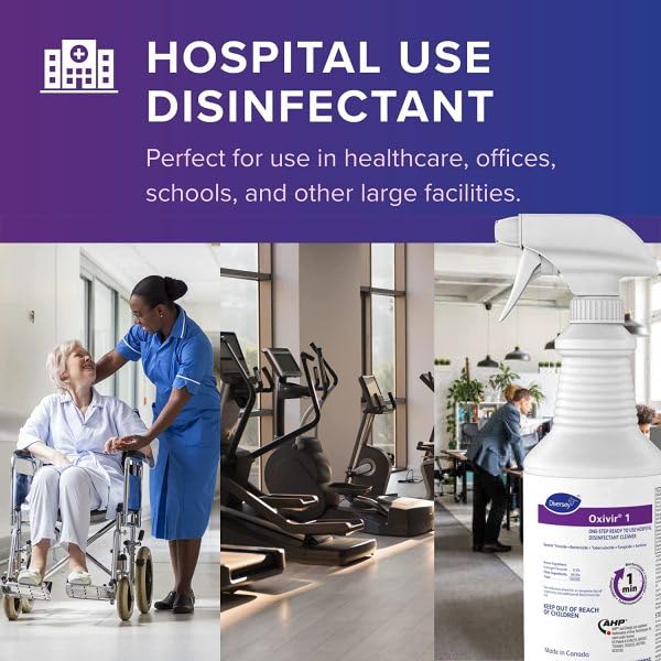 Oxivir Diversey 1 100850916 Hospital Strength Disinfectant Cleaner 32-Ounce Pack of 12 with Spray Trigger