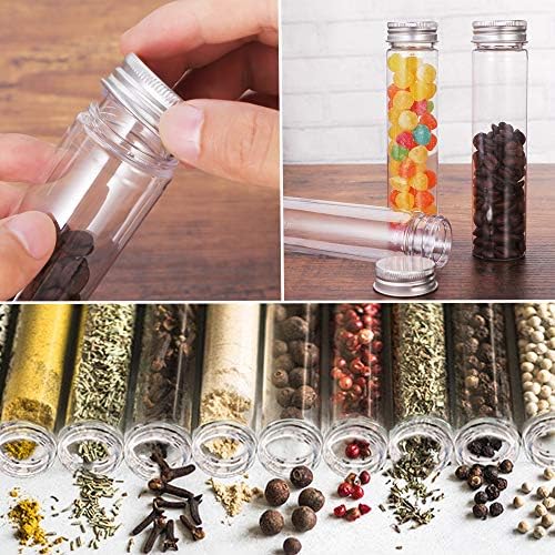 Haawooky 18 Pack 115 ml Clear Plastic Test Tubes with Screw Caps