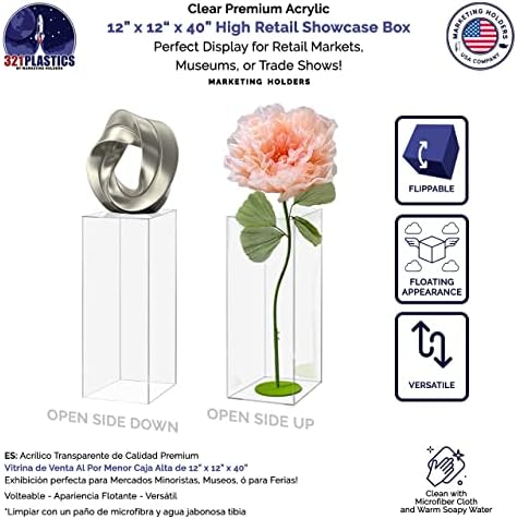Clear Platform Display Box 12x12x40 Inch Pedestal Cube No Lid