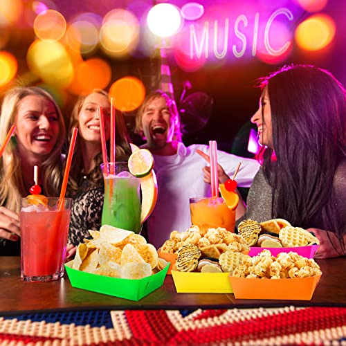 Hoolerry 48 Pcs Neon Glow Food Trays for Parties