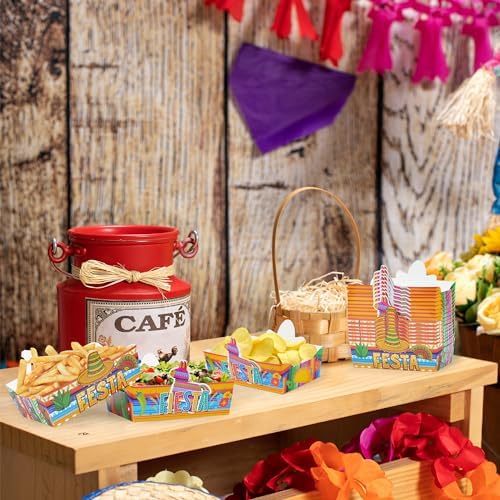 24 Pcs Mexican Theme Disposable Food Trays for Snacks and Parties