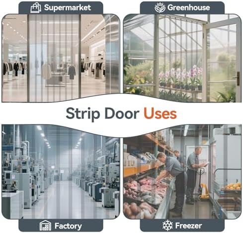 AUURIO 6PCS Clear PVC Door Curtain for Freezers