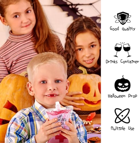 40 Pcs Halloween Blood Bags for Drinks Reusable with Funnel