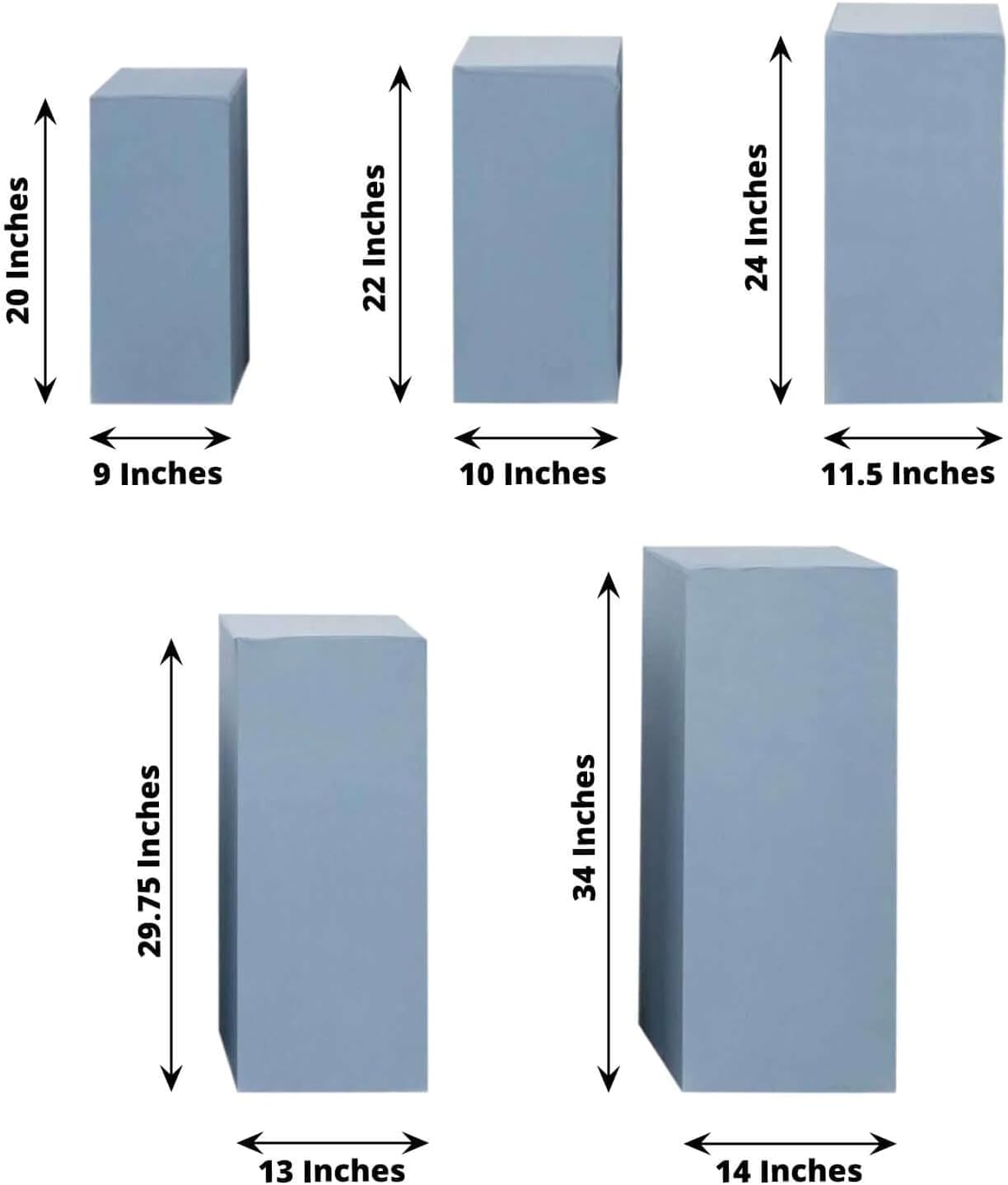 Set of 5 Dusty Blue Spandex Display Box Covers