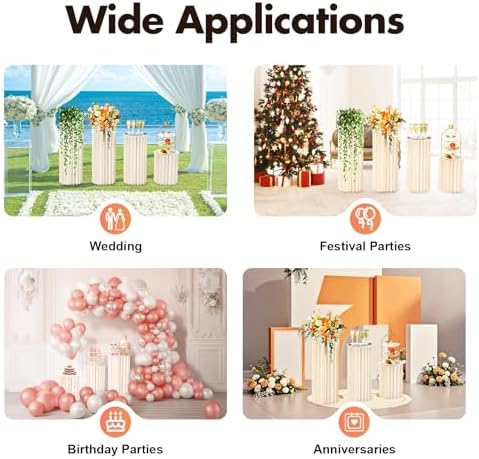Foldable White Cylinder Stand for Party 2 3 5 Pcs
