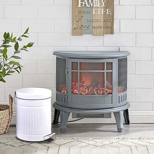 5L Round Step Trash Can with LidMini Metal Wastebasket for Home Office Car