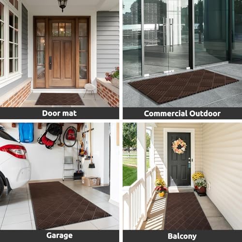 COCOER Heavy Duty Entryway Floor Mat 3 X 5 Brown