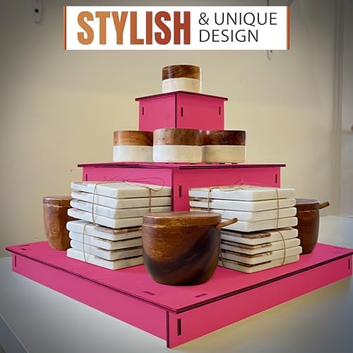 Torched Displays 3-Tier Wooden Display Stand Pink Corner