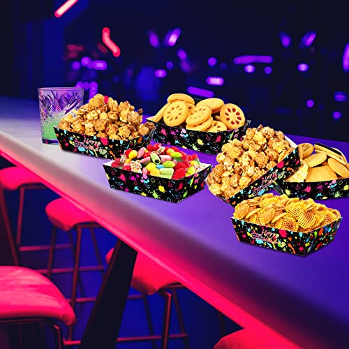 48 Pcs Neon Paper Food Trays for Glow Parties