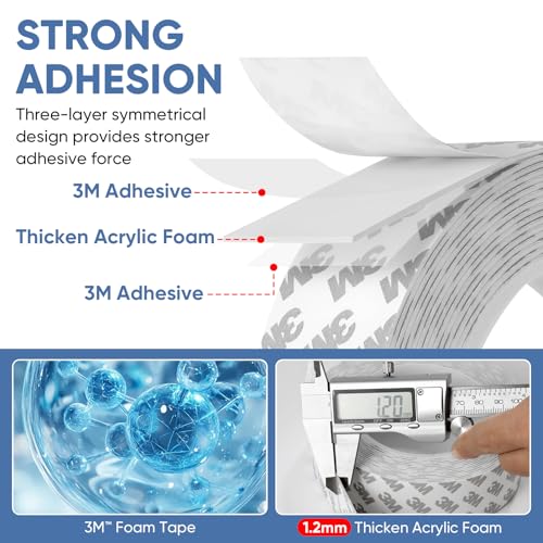 Double Sided Foam Tape for Alarm Sensors and Home Decorations 12in x 165ft