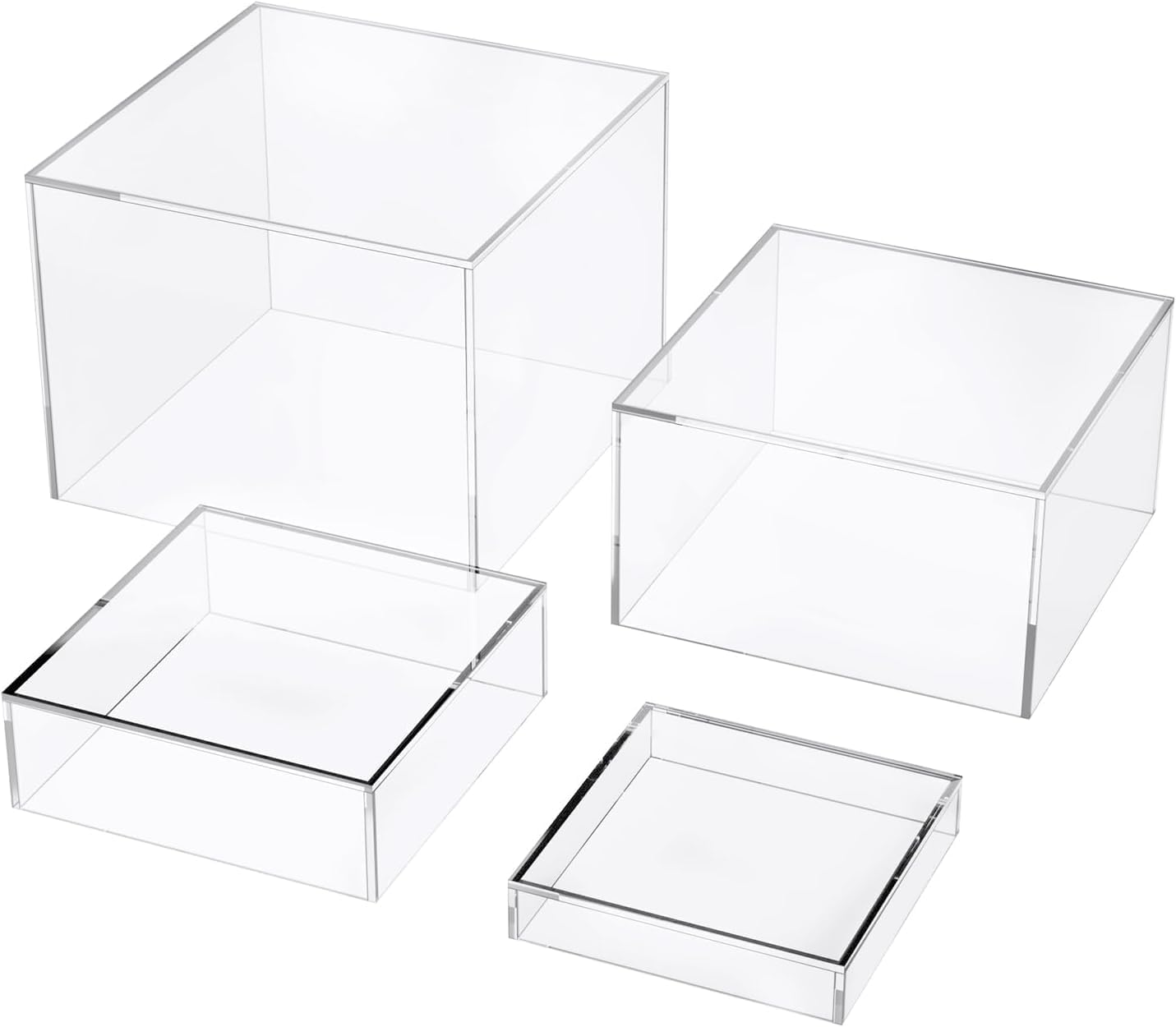 Set of 4 Acrylic Display Boxes with Hollow Bottoms