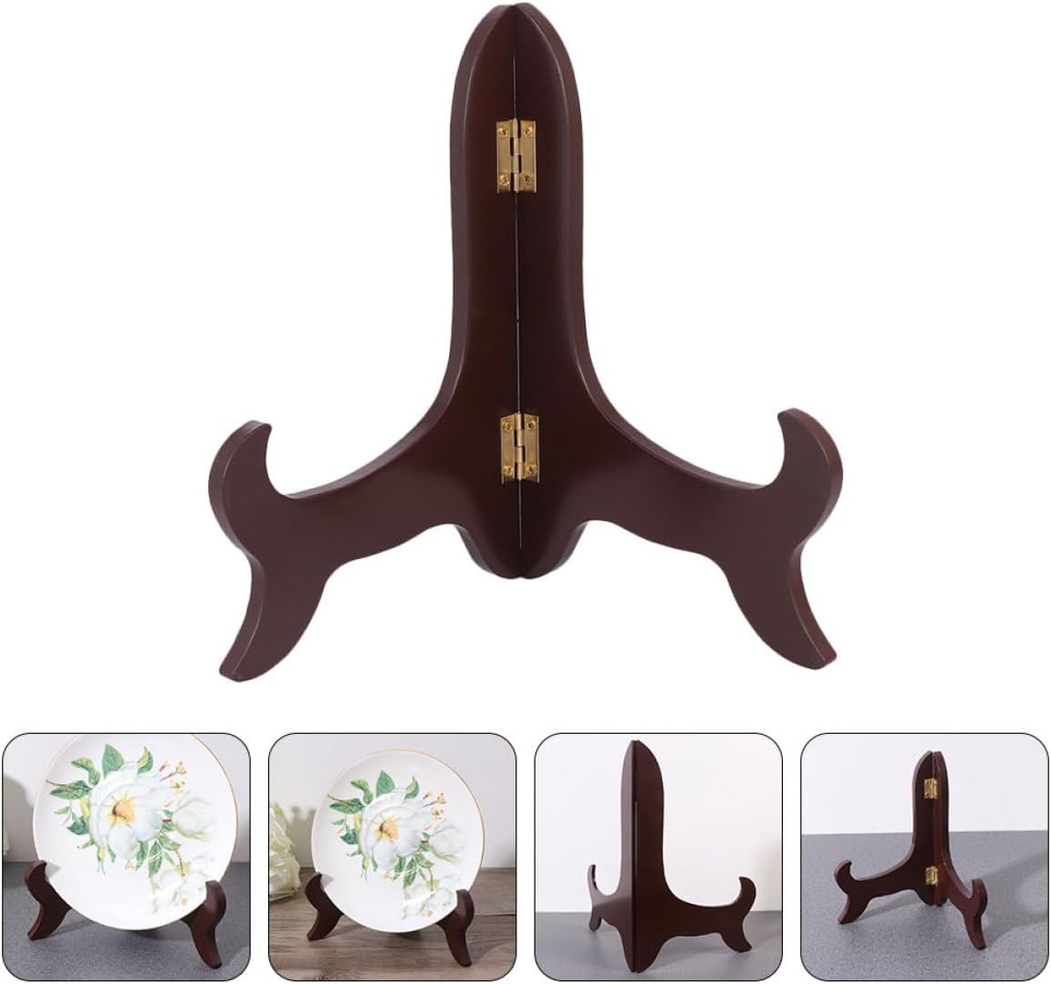 2pcs Adjustable Wooden Plate Display Stand for Home and Office Use