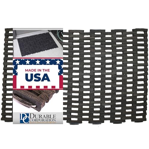 Durable Durite Recycled Tire-Link Outdoor Mat 20x30 Black