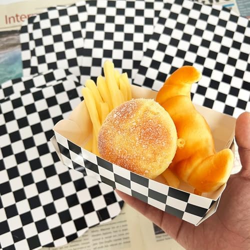 Rainmae 48 Pcs Race Car Food Boats Party Trays