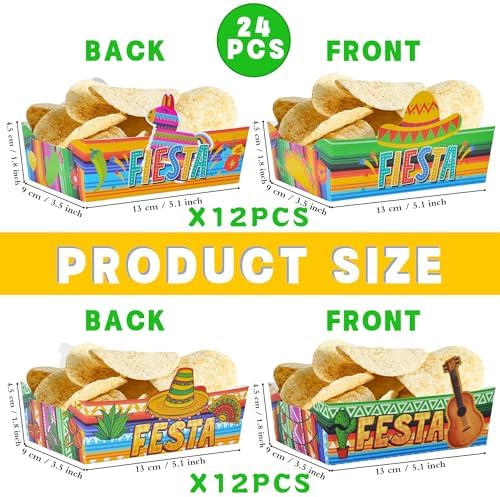 24 Pcs Mexican Theme Disposable Food Trays for Snacks and Parties