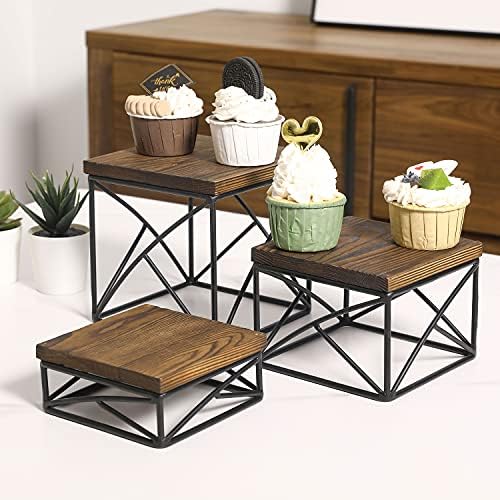MyGift Modern Tabletop Dessert Stand Risers Set of 3