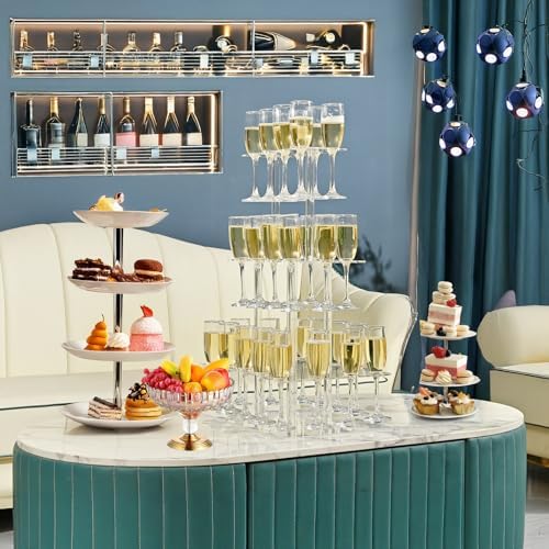 Laumffon Champagne Tower Display Stand 32 Slots 3 Tier