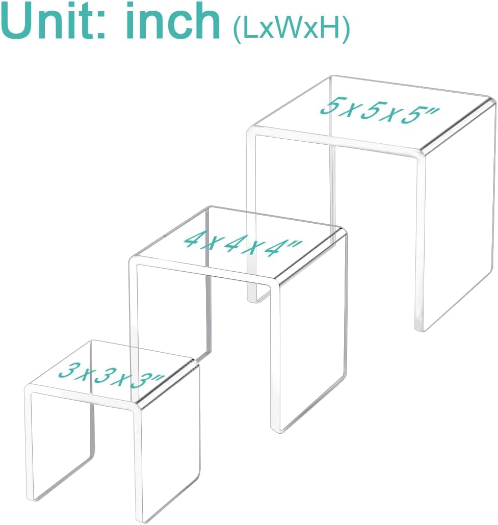 2 Sets Acrylic Display Risers With 3 Sizes